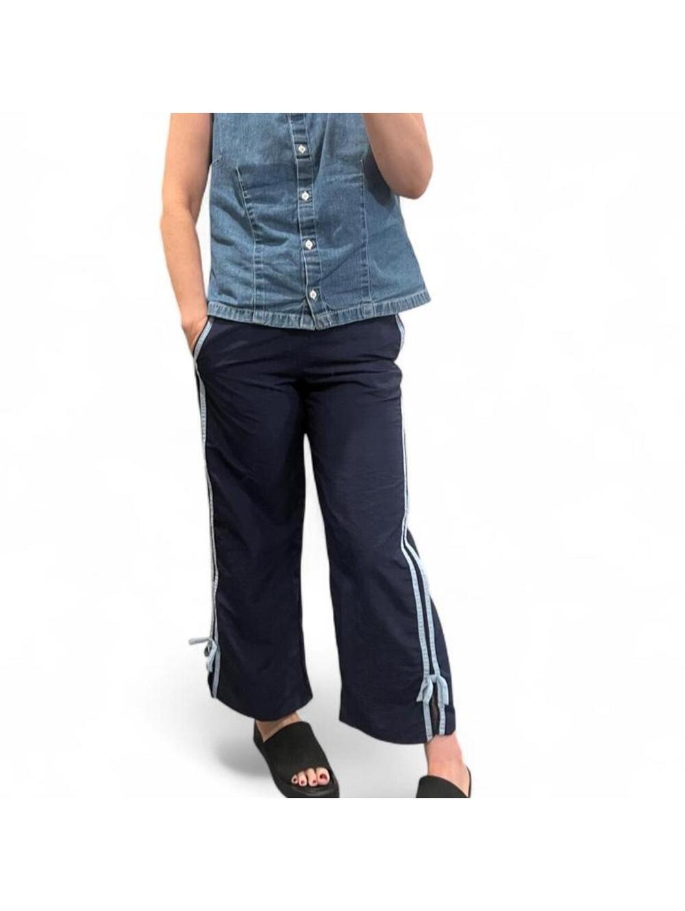 Y2K Navy Side Stripe Capri Track Pants